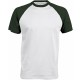 T-Shirt Bicolore Manches Courtes : Base Ball , Couleur : White / Forest Green, Taille : 3XL