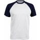 T-Shirt Bicolore Manches Courtes : Base Ball , Couleur : White / Navy, Taille : 3XL