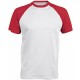 T-Shirt Bicolore Manches Courtes : Base Ball , Couleur : White / Red, Taille : 3XL