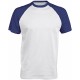 T-Shirt Bicolore Manches Courtes : Base Ball , Couleur : White / Royal Blue, Taille : 3XL