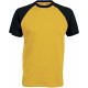 T-Shirt Bicolore Manches Courtes : Base Ball , Couleur : Yellow / Black, Taille : 3XL