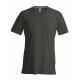 T-Shirt Col V Manches Courtes, Couleur : Dark Khaki, Taille : 3XL