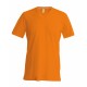 T-Shirt Col V Manches Courtes, Couleur : Orange, Taille : 3XL