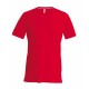 T-Shirt Col V Manches Courtes, Couleur : Red (Rouge), Taille : 3XL