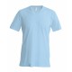 T-Shirt Col V Manches Courtes, Couleur : Sky Blue (Bleu Ciel), Taille : 3XL