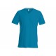 T-Shirt Col V Manches Courtes, Couleur : Tropical Blue, Taille : 3XL