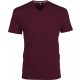 T-Shirt Col V Manches Courtes, Couleur : Wine (Bordeaux), Taille : 3XL