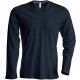 T-Shirt Homme Col V Manches Longues, Couleur : Dark Grey, Taille : 3XL
