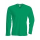 T-Shirt Homme Col V Manches Longues, Couleur : Kelly Green, Taille : 3XL