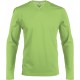 T-Shirt Homme Col V Manches Longues, Couleur : Lime (Vert Citron), Taille : 3XL
