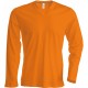 T-Shirt Homme Col V Manches Longues, Couleur : Orange, Taille : 3XL