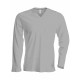 T-Shirt Homme Col V Manches Longues, Couleur : Oxford Grey, Taille : 3XL