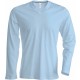 T-Shirt Homme Col V Manches Longues, Couleur : Sky Blue (Bleu Ciel), Taille : 3XL