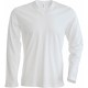 T-Shirt Homme Col V Manches Longues, Couleur : White (Blanc), Taille : 3XL