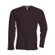 T-Shirt Homme Col Rond Manches Longues, Couleur : Chocolate, Taille : 3XL