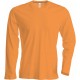 T-Shirt Homme Col Rond Manches Longues, Couleur : Orange, Taille : 3XL