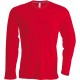 T-Shirt Homme Col Rond Manches Longues, Couleur : Red (Rouge), Taille : 3XL