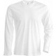 T-Shirt Homme Col Rond Manches Longues, Couleur : White (Blanc), Taille : 3XL