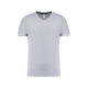 T-shirt maille piquée col V homme, Couleur : Oxford Grey / Navy / White, Taille : S