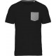 T-shirt coton bio avec poche , Couleur : Black / Grey Heather, Taille : S