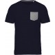 T-shirt coton bio avec poche , Couleur : Navy / Grey Heather, Taille : S