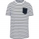 T-Shirt Rayé Marin avec Poche Manches Courtes, Couleur : Striped White / Navy, Taille : S