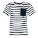 T-Shirt Rayé Marin avec Poche Manches Courtes enfant, Couleur : Striped White / Navy, Taille : 4 / 6 Ans