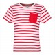 T-Shirt Rayé Marin avec Poche Manches Courtes enfant, Couleur : Striped White / Red, Taille : 4 / 6 Ans