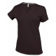 T-Shirt Col V Manches Courtes Femme, Couleur : Chocolate, Taille : 3XL