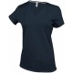T-Shirt Col V Manches Courtes Femme, Couleur : Dark Grey, Taille : 3XL