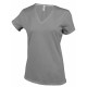 T-Shirt Col V Manches Courtes Femme, Couleur : Oxford Grey, Taille : 3XL