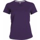 T-Shirt Col V Manches Courtes Femme, Couleur : Purple (Violet), Taille : 3XL