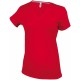 T-Shirt Col V Manches Courtes Femme, Couleur : Red (Rouge), Taille : 3XL