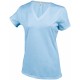 T-Shirt Col V Manches Courtes Femme, Couleur : Sky Blue (Bleu Ciel), Taille : 3XL