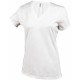 T-Shirt Col V Manches Courtes Femme, Couleur : White (Blanc), Taille : 3XL