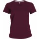 T-Shirt Col V Manches Courtes Femme, Couleur : Wine (Bordeaux), Taille : 3XL