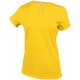 T-Shirt Col V Manches Courtes Femme, Couleur : Yellow (jaune), Taille : 3XL