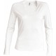 T-Shirt Col V Manches Longues Femme, Couleur : White (Blanc), Taille : 3XL