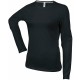 T-Shirt Col Rond Manches Longues Femme, Couleur : Black (Noir), Taille : 3XL