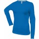 T-Shirt Col Rond Manches Longues Femme, Couleur : Light Royal Blue, Taille : 3XL