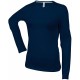 T-Shirt Col Rond Manches Longues Femme, Couleur : Navy (Bleu Marine), Taille : 3XL