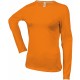 T-Shirt Col Rond Manches Longues Femme, Couleur : Orange, Taille : 3XL