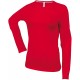 T-Shirt Col Rond Manches Longues Femme, Couleur : Red (Rouge), Taille : 3XL