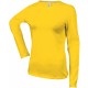 T-Shirt Col Rond Manches Longues Femme, Couleur : Yellow (jaune), Taille : 3XL