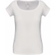 T-shirt col bateau manches courtes femme, Couleur : White (Blanc), Taille : S