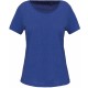 T-Shirt Bio Col à Bords Francs Manches Courtes Femme, Couleur : Ocean Blue Heather, Taille : XS