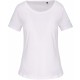 T-Shirt Bio Col à Bords Francs Manches Courtes Femme, Couleur : Blanc, Taille : XS