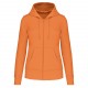 Sweat-Shirt à Capuche Écoresponsable à Fermeture Éclair Femme, Couleur : Light Orange, Taille : XS