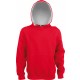 Sweat-Shirt Capuche Contrastée Enfant, Couleur : Red / White, Taille : 6 / 8 Ans