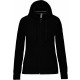 Sweat-shirt zippé capuche femme, Couleur : Black (Noir), Taille : S